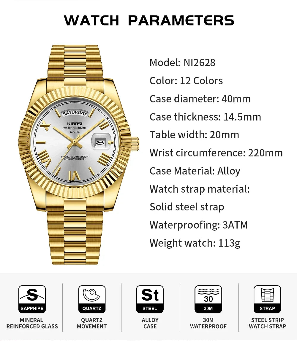 NIBOSI MEN'S LUXURY QUARTZ WATCH