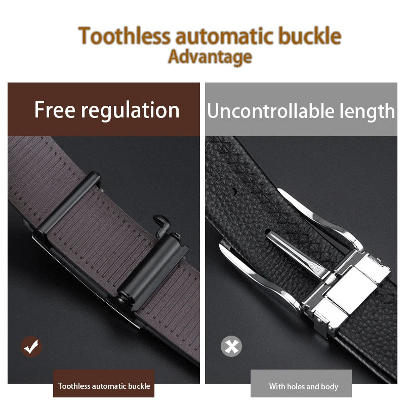 Black Automatic Belt with Gold Details