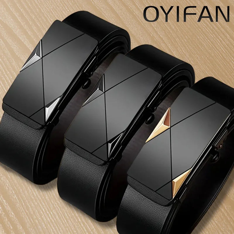 Black Automatic Belt with Gold Details