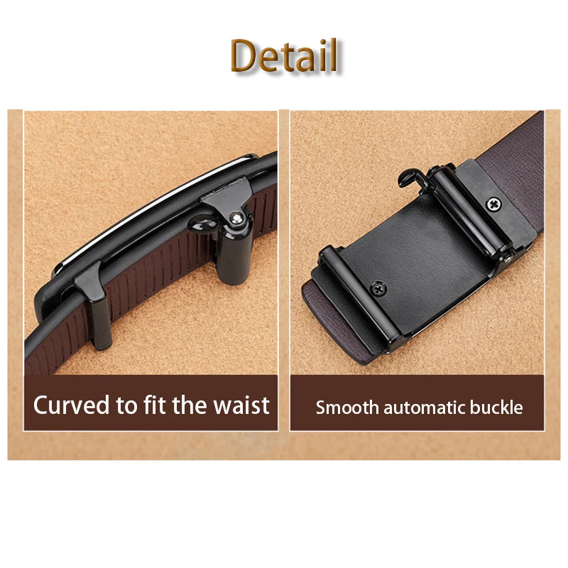 Black Automatic Belt with Gold Details